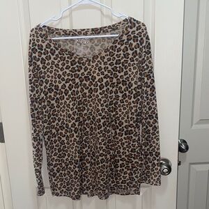 Terra & Sky Tan Leopard Print Blouse